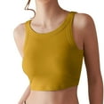 thumbnail image 4 of SMihono Fashion Women's Bulit-in-Bra Basic Tank Top Fitted Spaghetti Strap Crop Camisole Summer Going Out Undershirts Yellow M, 4 of 7