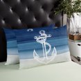 thumbnail image 3 of Waterproof Outdoor Throw Pillows with Inserts 12"x20" Set of 2, Nautical Anchor Navy Blue Soft Decorative Pillowcases for Couch Bedroom, Coastal Ocean Ombre Striped Pillow Covers for Sofa Living Room, 3 of 8