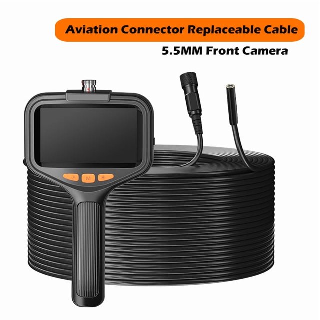 Handheld Endoscope Camera 4.3 Inch Screen 2-100 Meter Rigid Cable HD1080P 8MM/5.5MM Front SIde Lens Pipe Inspection Borescope