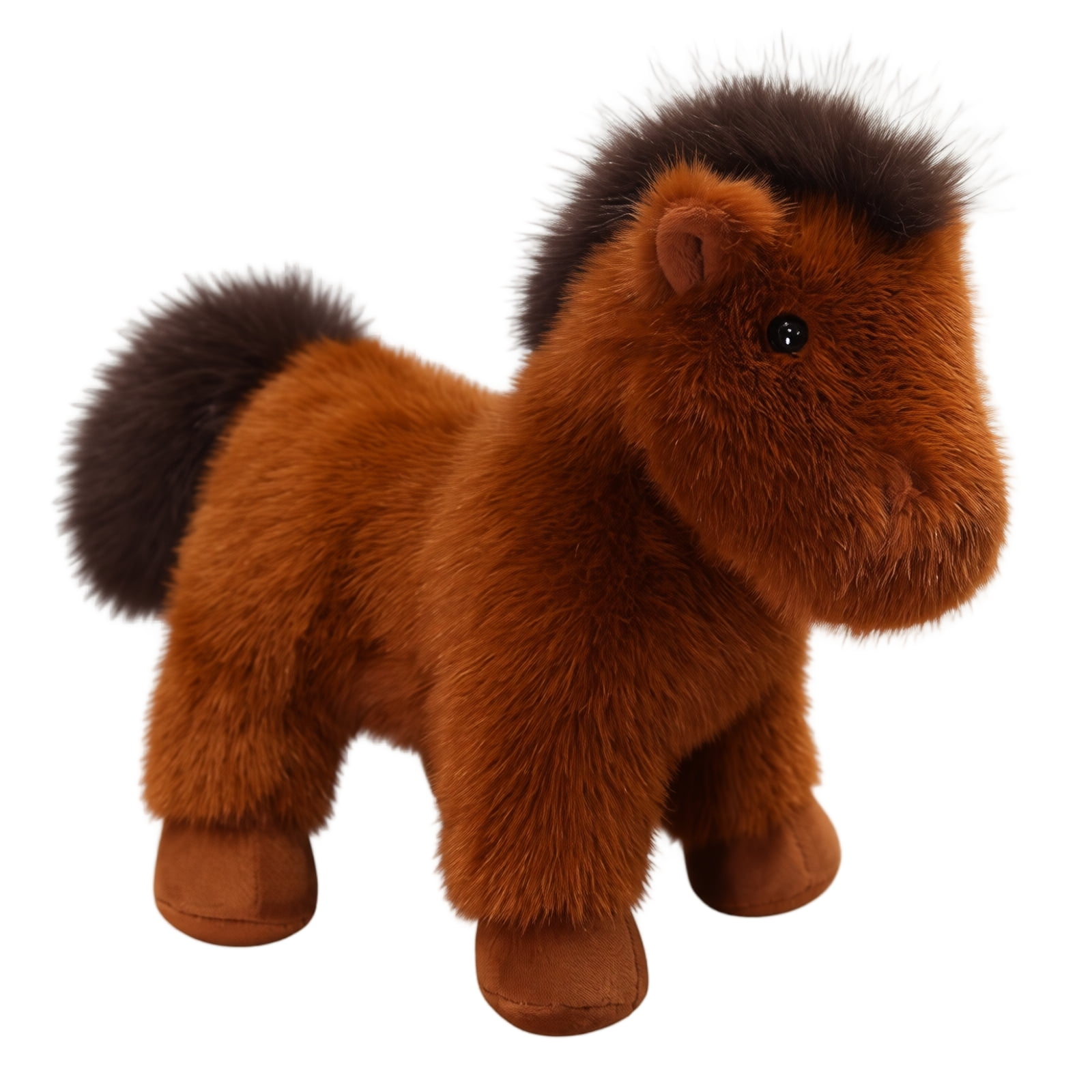 Cute Horse Stuffed Animal, Brown Plush Toy with Soft , Fluffy Mane and Tail, Standing Horse for Bedroom, Desk or Shelf