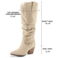 thumbnail image 4 of PENNYSUE Women's Knee-High Pointed Toe Beige Boots Wide Calf Mid Chunky Heel Slouchy Boots With Side Zippers Boots 6M, 4 of 8