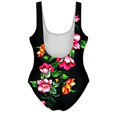 Ownsummer Tropical Black Floral Flower Pattern Stylish One Piece Swimsuit For Women 80 Nylon 6839