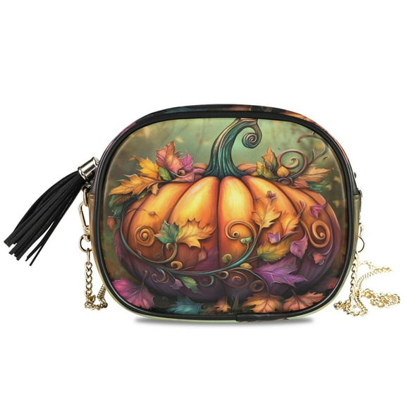Womens Casual Chain Shoulder Bag Simple style Fall Pumpkin Crossbody Bag