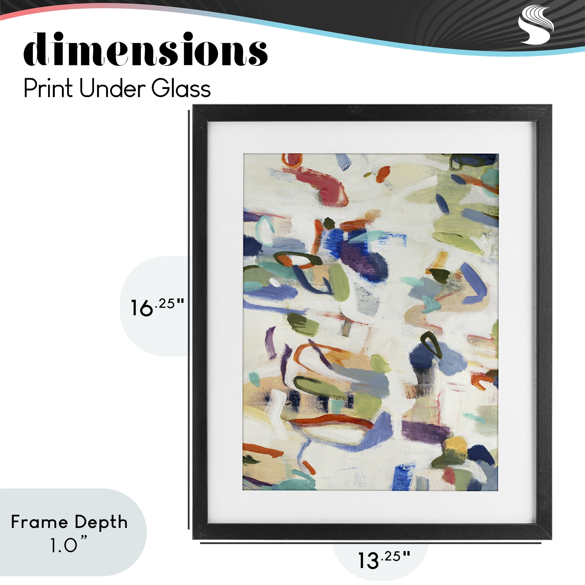 Stupell Industries Expressive Composition Brushstrokes Black Framed Print Under Glass, design by Lisa Ridgers