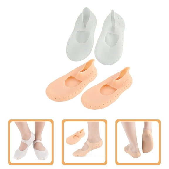 LEORX 2Pair Elastic Silicone Lined Socks Soft Invisible Moisturizing Foot Protector