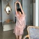 thumbnail image 3 of Conjunto de Pijama de encaje para mujer, ropa de dormir de manga corta, sólido, traje de casa, ropa de noche, verano coreano, 2 piezas, 3 of 4