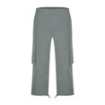 thumbnail image 5 of HKYNLAG Mens Cargo Shorts Below Knee Casual Elastic Waist Drawstring Work Capris Relaxed Fit Hiking Long Short Pants with Multi Pockets Gray 3XL, 5 of 5