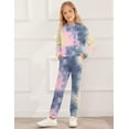 thumbnail image 3 of Oudiya Girls 2 Piece Tie Dye Sweatsuit Set Tracksuits Pullover Sweatshirts and Sweatpants with Pockets, 4-12Y, 3 of 7