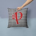 thumbnail image 2 of Letter P Initial Monogram - Houndstooth Black Fabric Decorative Pillow, 2 of 4