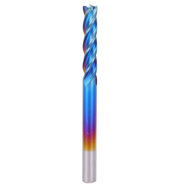 Fresa de extremo de 4 flautas, fresa de mango recto CNC con revestimiento NanoBlue de acero de tungsteno (3.175 x 3.175 x 25)