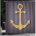 thumbnail image 4 of Ambesonne Brown Shower Curtain, Anchor Pattern Tranquil, 69"Wx84"L, Plum Yellow, 4 of 5