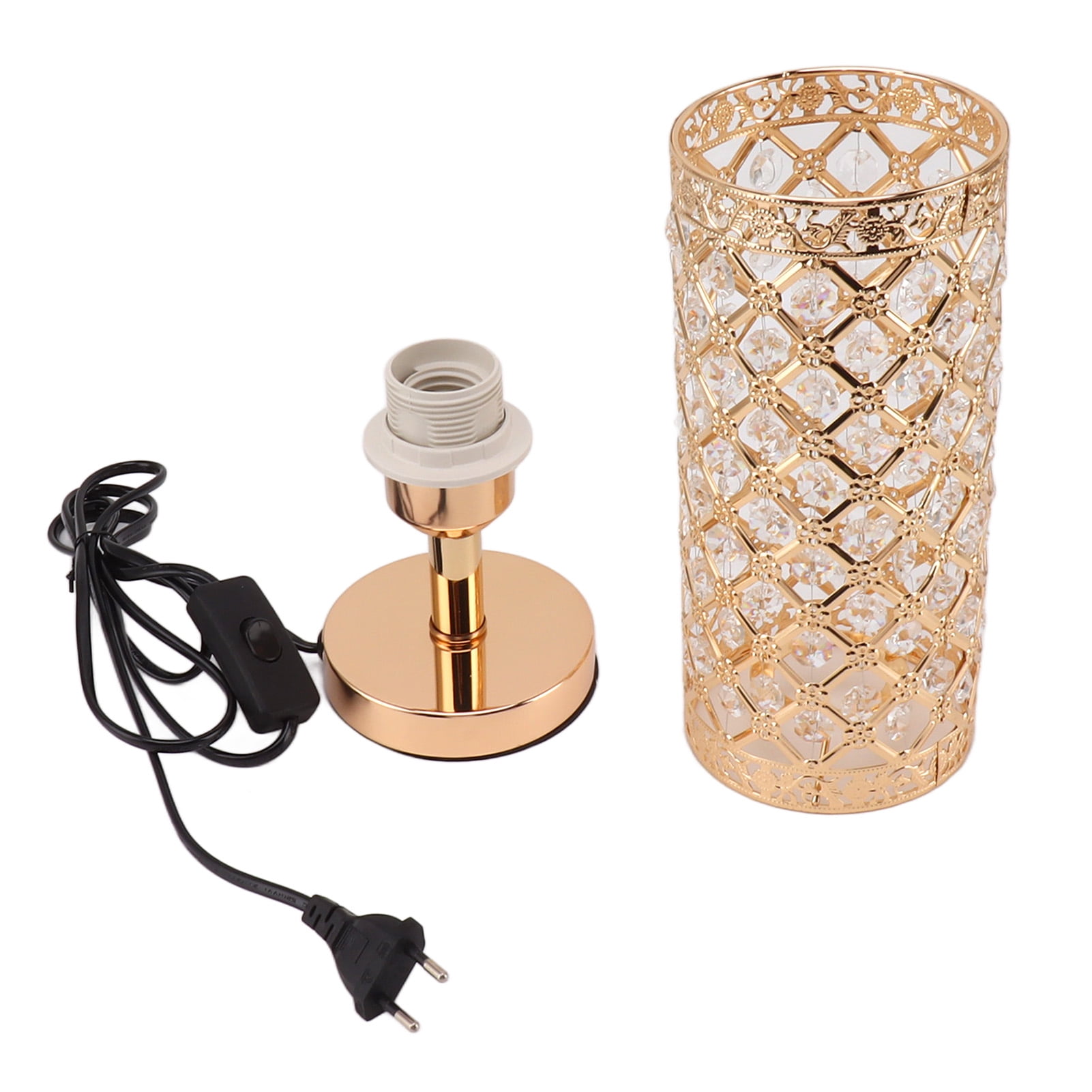 Crystal Table Lamp Gold Diamond Lamp E26 Socket with EU Cable Decorative Lamp EU Plug 220V for Bedroom