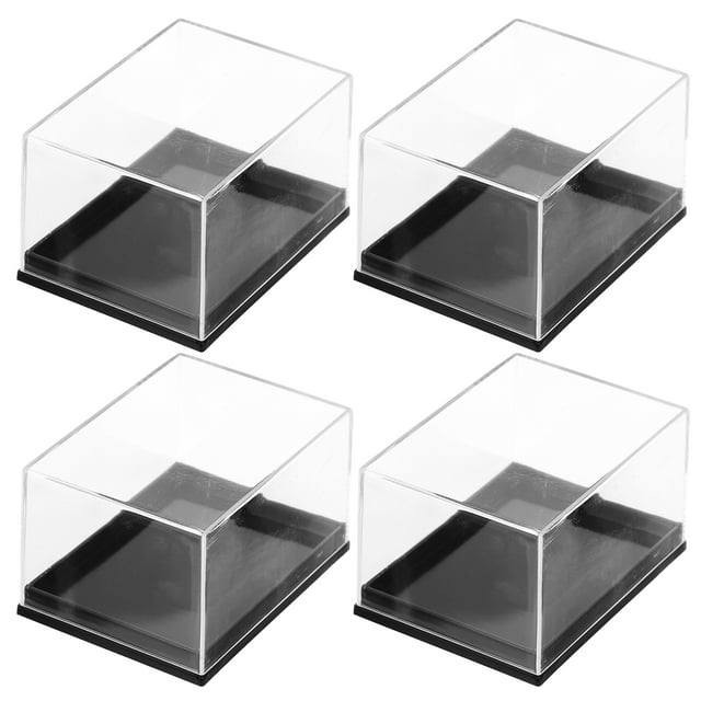 SHISUYAN Transparent Display Case for Specimens Minerals Craft Storage Versatile Multi Use Plastic Box 4 Pieces