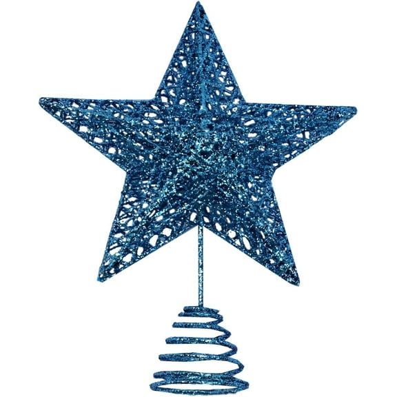 LQQBOX Christmas Tree Star Topper, Xmas Tree Topper Glittered 5 Point Star Treetop for Christmas Tree Ornament (Blue)