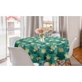 thumbnail image 1 of Exotic Round Tablecloth, Rhythmic Plumeria Hidden in Palm and Monstera Leaves, Circle Table Cloth Cover for Dining Room Kitchen Decor, 60", Sea Green Yellow, by Ambesonne, 1 of 1