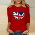 thumbnail image 5 of WREESH Womens Great Britain Uk Flag T-Shirts Casual 3/4 Sleeve T-Shirts Round Neck Tunic Tops Basic Graphic Tees Loose Fit Pullover Blouses Red, 5 of 5