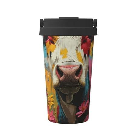 

Junzan Yellow Daisy Cow for Stainless Steel Vacuum Insulated Tumbler - Reusable Insulated Cold Brew Iced Coffee Cup Thermos -Gifts for Women Men Him Her