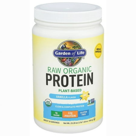 Garden of Life Raw Organic Protein Powder, Vanilla, 22g Protein, 1.4lb, 21.9oz