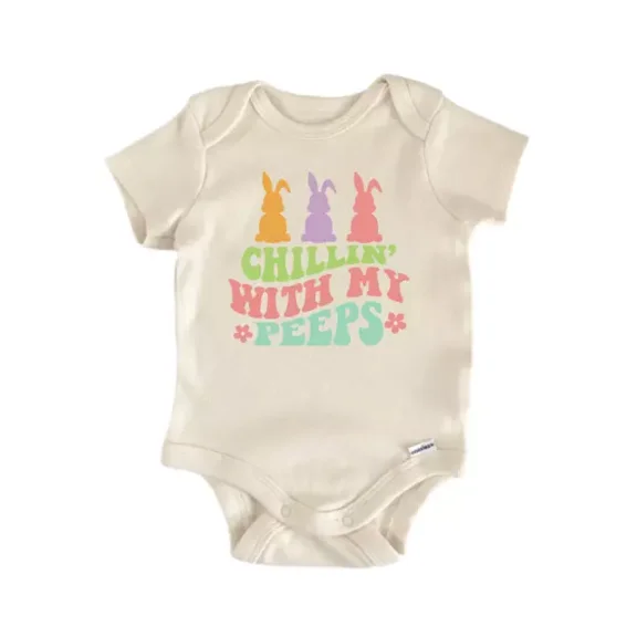 Chillin With My Peeps Easter Baby Boy Girl Clothes Bodysuit Cute Newborn Cute Baby Onesie, BABY BODYSUIT LAT 4424