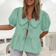 thumbnail image 3 of HomeGardon Summer Tops Tops for Women Beautiful and Gentle Style Solid Color Shirt Fashionable and Short Sleeved Temperament Women's Clothing,S-XL, 3 of 8