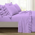 thumbnail image 3 of 4 Piece Corner Ruffle Sheet Set, 3" Inch Corner Ruffle On Flat Sheet, 18 Inch Deep Pocket, 100% Egyptian Cotton, 800 TC, Queen Size, Solid Lilac, 3 of 6