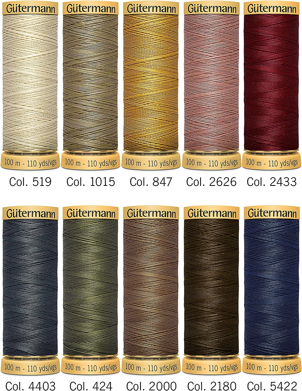 Gutermann Thread Set Natural Cotton 50 100m/10 reels, 734521-3