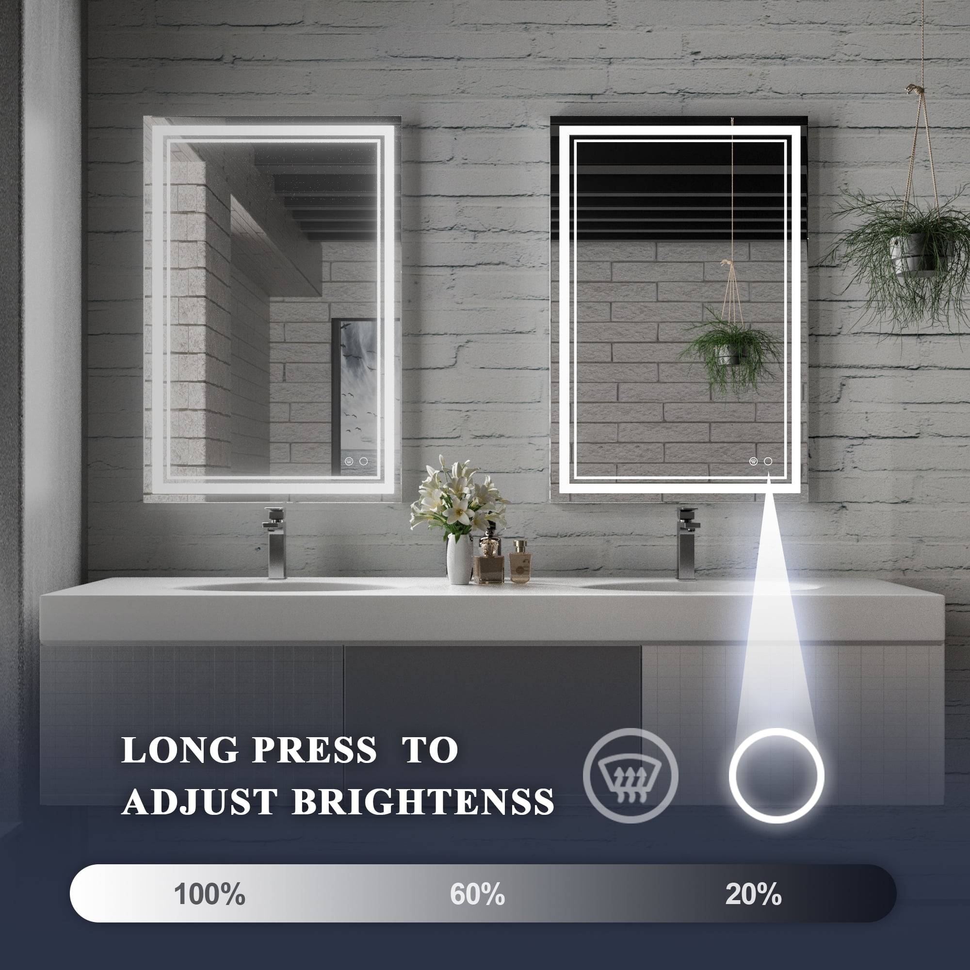 LED Frontlit Mirror Bathroom Mirror with Lights 3-Color Warm/Natural/White  High Lumens, Anti-Fog & Dimmer Wall Mounted Lighted Vanity Makeup  Mirror(Vertical/Horizontal) – Keonjinn