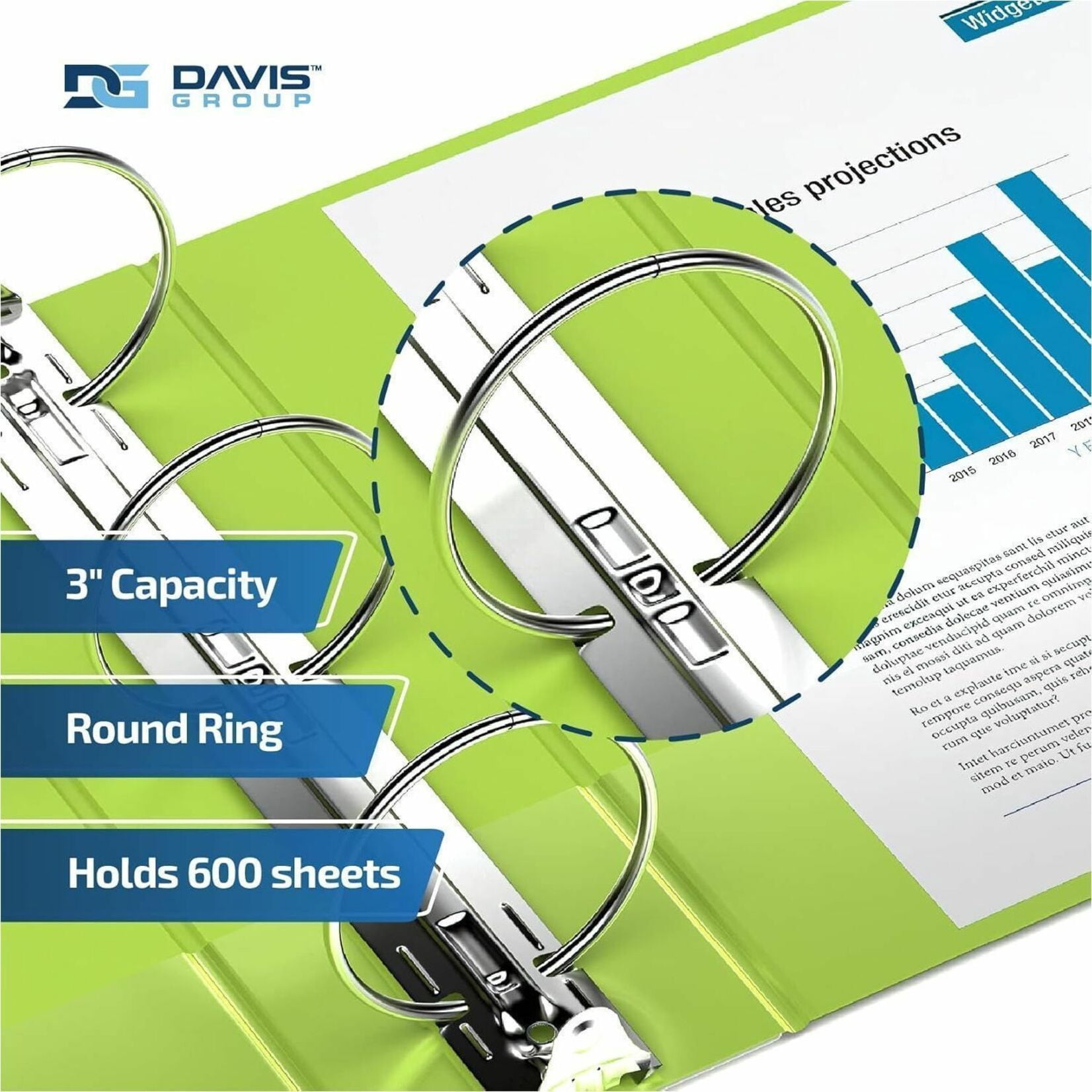 Davis Group Premium Economy, Round Ring, Binder, 6 Pack (Lime Green, 3")