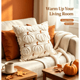 thumbnail image 4 of Pumpkin Throw Pillow Cover, Cream Textured Autumn Accent Cushion with Brown Stem, Fall Halloween Thanksgiving Sofa Decor, 18x18in, 4 of 5