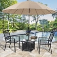 thumbnail image 6 of SSyao Small Square Metal Side Table, Indoor Outdoor End Table, Weather-Resistant Patio Coffee Bistro Table for Balcony, Porch, Garden, or Living Room, Black 22"x22"(with umbrella hole), 6 of 8