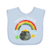 Inktastic Mommy's Treasure St. Patrick's Day Rainbow and Gold Boys or Girls Baby Bib