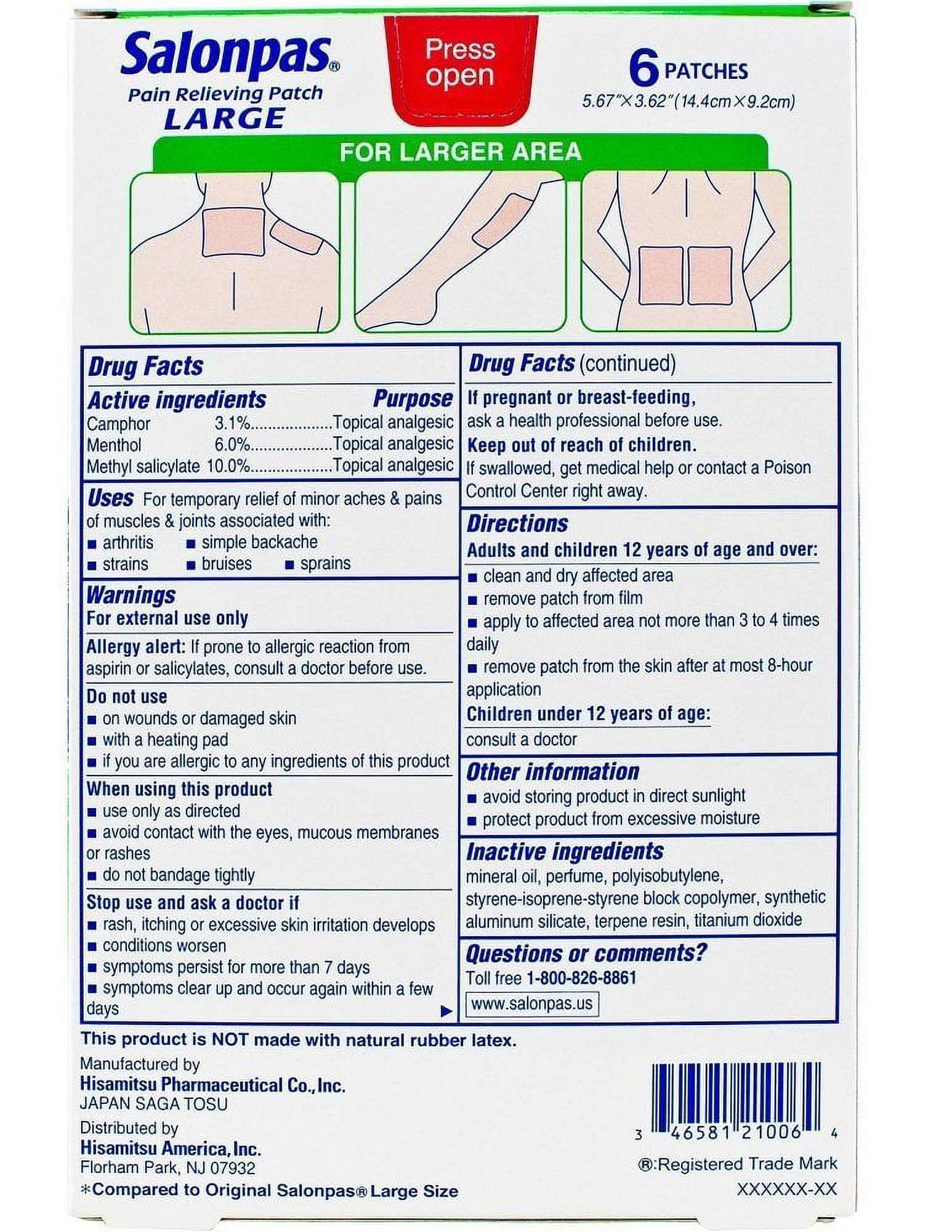 Salonpas Pain Relief Patch Better Flexibility, 6 patches, 4 pack