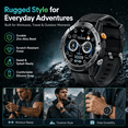 thumbnail image 3 of Cillso Military Smart Watch for Men, Bluetooth Calling Smartwatch with 1.52" HD Round Display, Fitness Tracker Watch with 100+ Sports Modes, Daily Activity & Sleep Tracking for Android iOS, 3 of 7