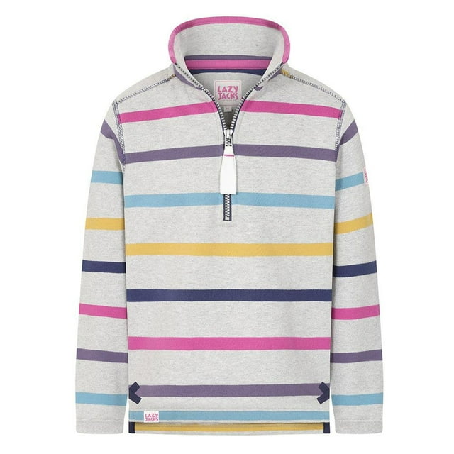 Lazy Jacks Boys/Girls Striped Quarter Zip Sweatshirt