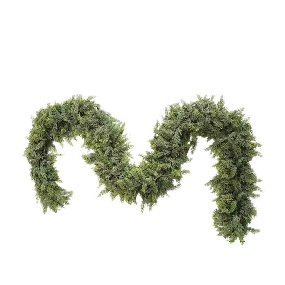 Clode Christmas Garland Artificial Cedar Needles Greenery Seasonal Garland for Christmas TV Cabinet Winter Holiday Indoor Artificial with Flowers