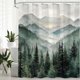 thumbnail image 2 of Cortina de ducha con diseño de bosque, montaña, verde oscuro, naturaleza, niebla, pino, para baño, tela impermeable decorativa, 180 x 180 cm, 2 of 5