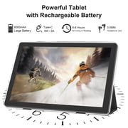 Android 15 Tablet 10 inch Tablets with Case, 12GB RAM + 64GB ROM (Expand to 1TB), Quad Core Processor Tablets, 5G WiFi 6, BT5.0, 1280x800 IPS Touch Screen, 6000mAh Battery, 8MP Dual Camera, Black
