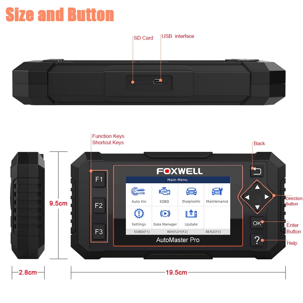 FOXWELL NT614 Elite Car OBD2 Scanner ABS SRS Engine Transmission 
