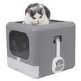 thumbnail image 4 of BingoPaw Large Foldable Cat Litter Box with Scoop Toilet Drawer, Gray, 4 of 11