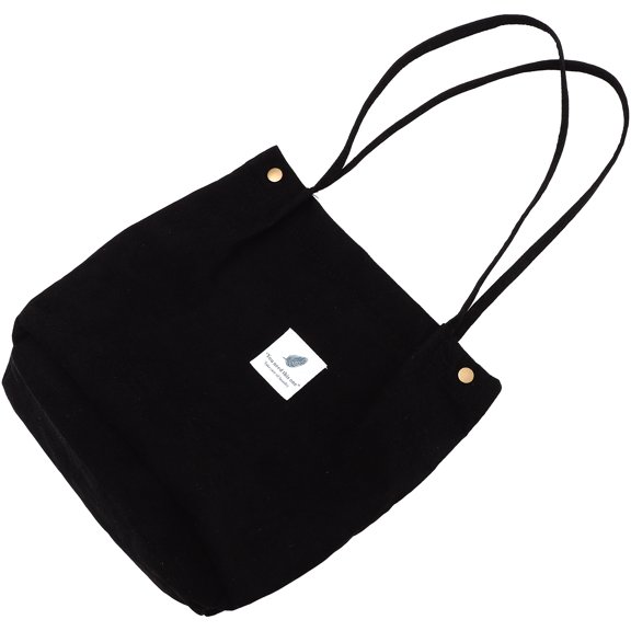 HONITANO 1Set Tote Bag Black Corduroy for Women Men Students Portable Canvas Bag