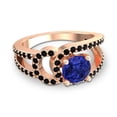 thumbnail image 3 of Diamond-Capitals 2.50 Carat Round Cut Blue Sapphire & Black Onyx Gemstone Shiny Engagement Ring for her Solid 14K Rose Gold Size 4, 3 of 8