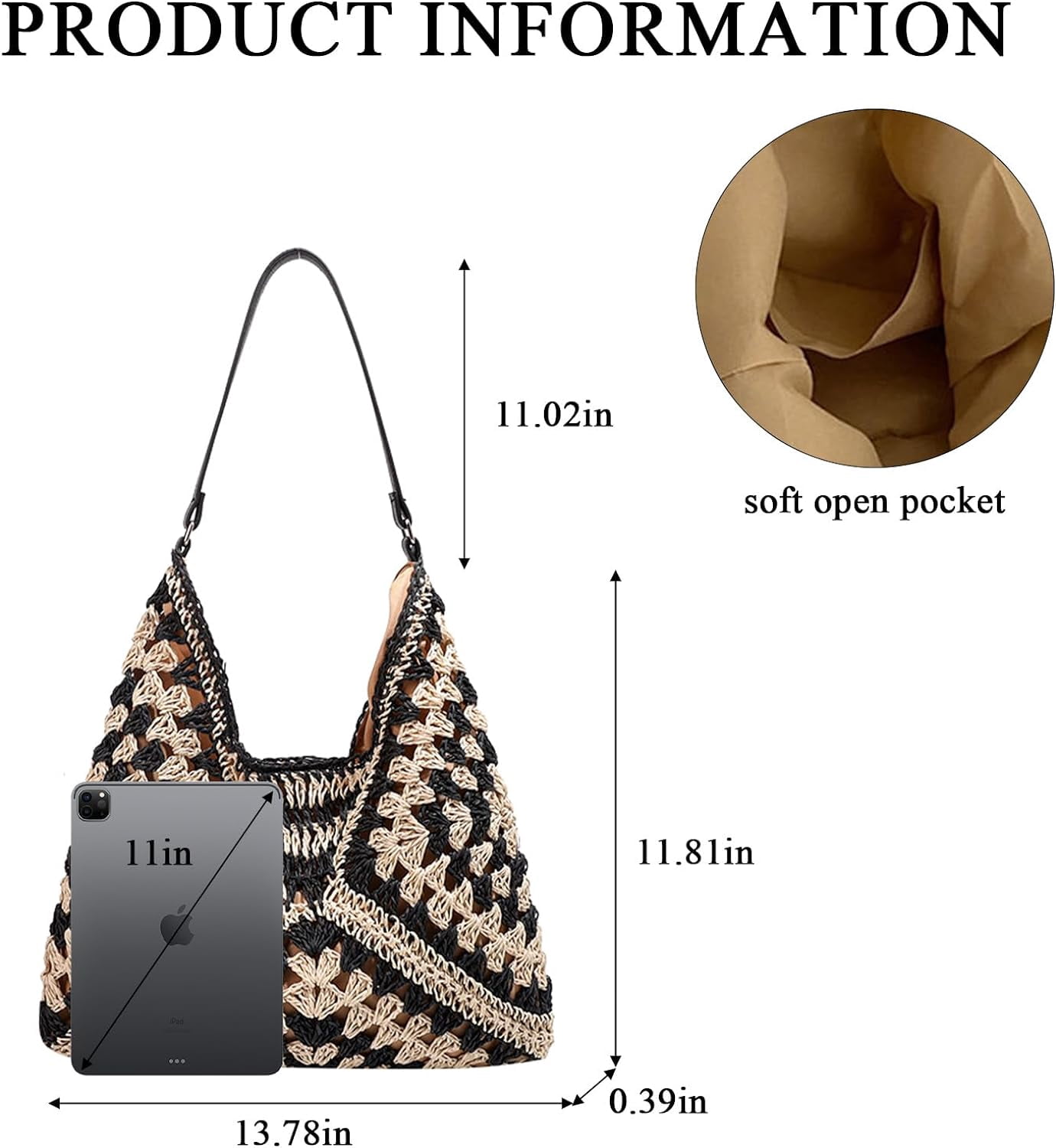 Kukuzhu Straw Bags for Women, Summer Straw Purse Crochet Beach Bag Tote Bag Aesthetic Trendy Straw Shoulder Handbags