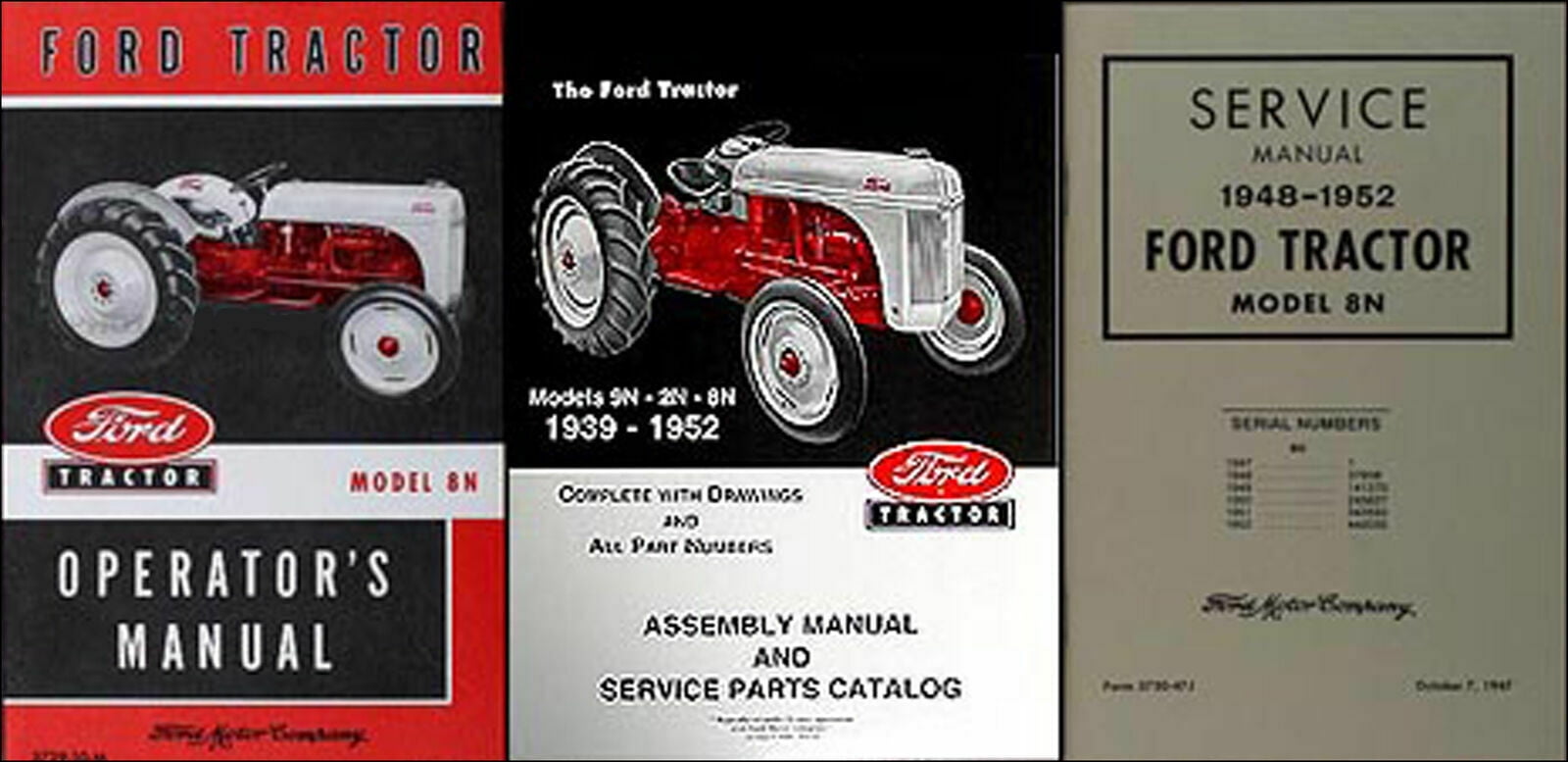 Ford 8N Tractor Set Owners Repair Assembly Parts Books 1948-1949 1950