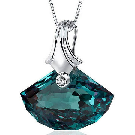 Oravo 21.00 Carat T.G.W. Shell-Cut Simulated Alexandrite Rhodium over Sterling Silver Pendant, 18