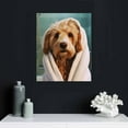 COMIO Dog In Bathroom Wall Art 12x18 Inch Goldendoodle Funny Wall Decor Hippie Animal Painting