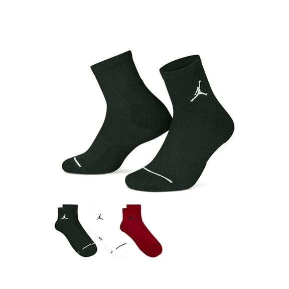 Jordan Men's Ankle Socks 3 Pack, Black/Red/White, Large - Athletic Socks for Athletes & Sports Enthusiasts