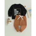 thumbnail image 3 of Faithtur Toddler Boys 2PCS Pants Sets Long Sleeve Letter Print Sweatshirt Tops and Drawstring Pants Sets, 3 of 9