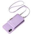thumbnail image 2 of Nalacover RFID Blocking Wallet Case for iPhone X/XS, Shockproof PU Leather Magnetic Button Zipper Purse Card Slots & Kickstand Crossbody Phone Case with Shoulder & Wrist Strap,Purple, 2 of 12