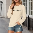 thumbnail image 2 of Womens Freedom Sweatshirt Classic Letter Printed Crewneck Long Sleeve Patriotic Pullover Athletic Top Stylish Casual Comfort Fit Daily Wear, 2 of 6