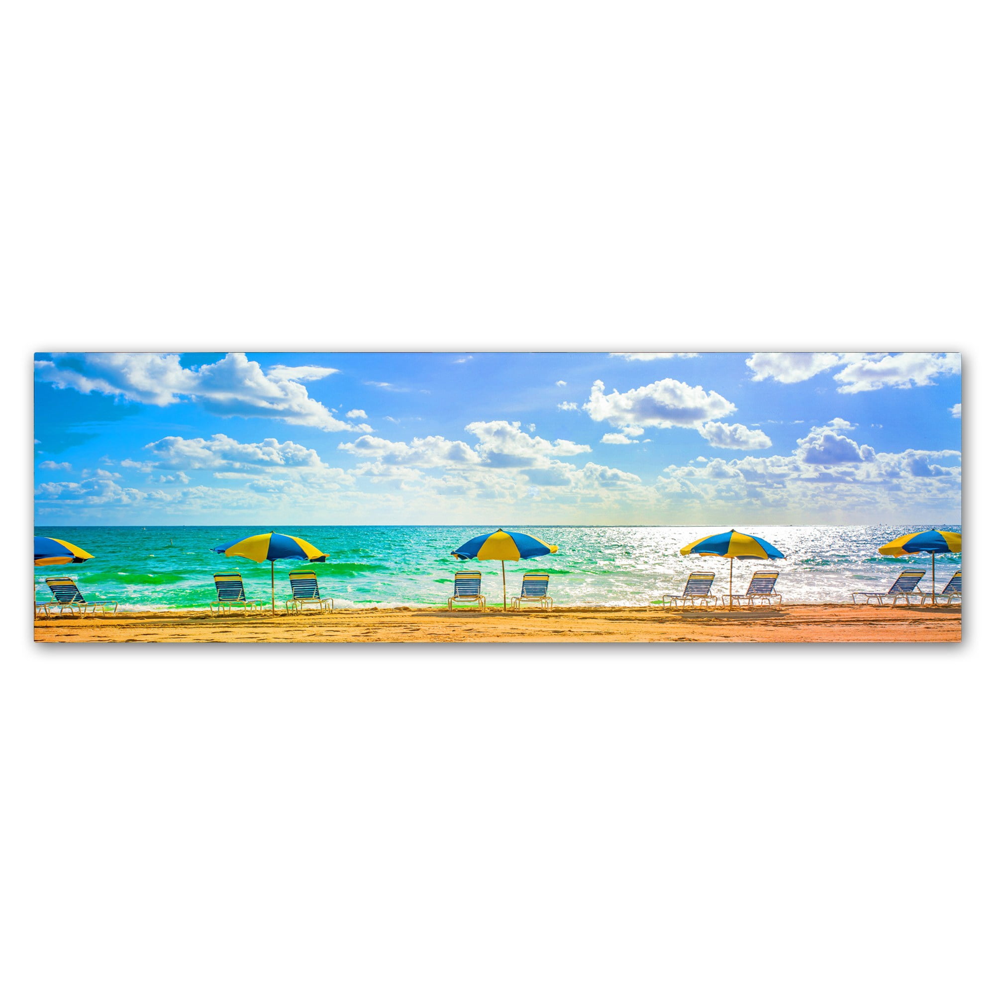 Trademark Fine Art "Florida Beach Chairs Umbrellas" Canvas Art by Preston